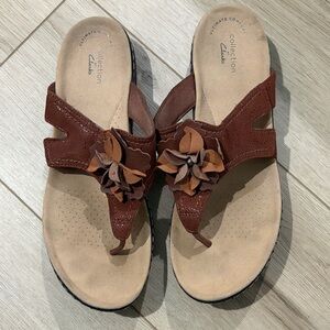 Clarks Brown Floral Sandals